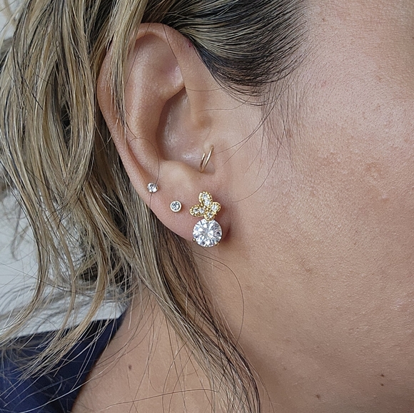Butterfly Cz earrings - Picture 2 of 5